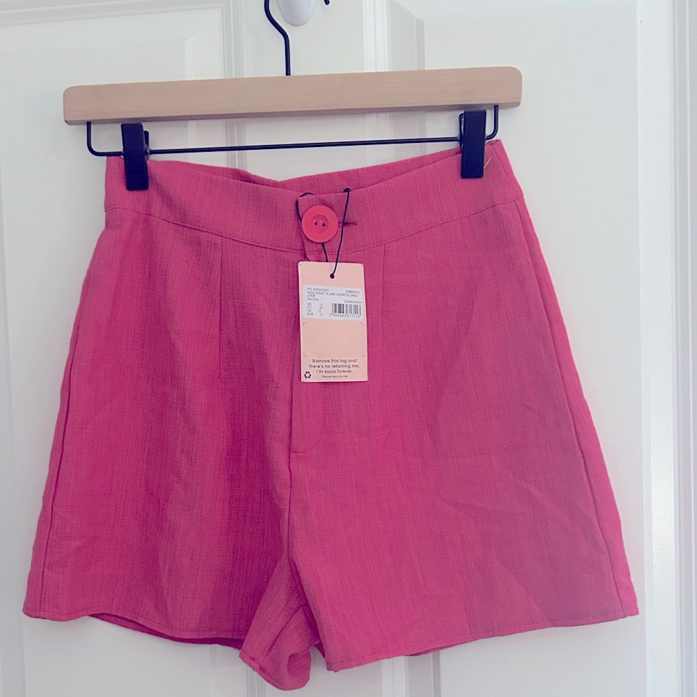 Misguided pink shorts